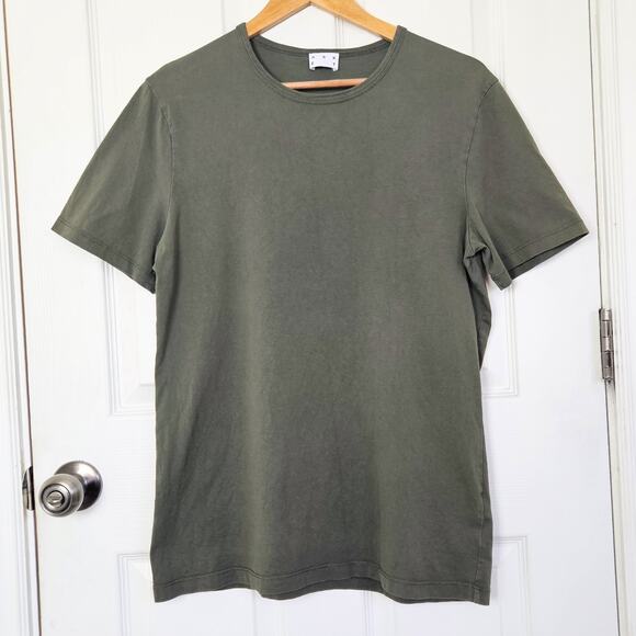 ASKET Men's Short Sleeve The T-Shirt - Olive Green Medium Long (MT) - Picture 1 of 9